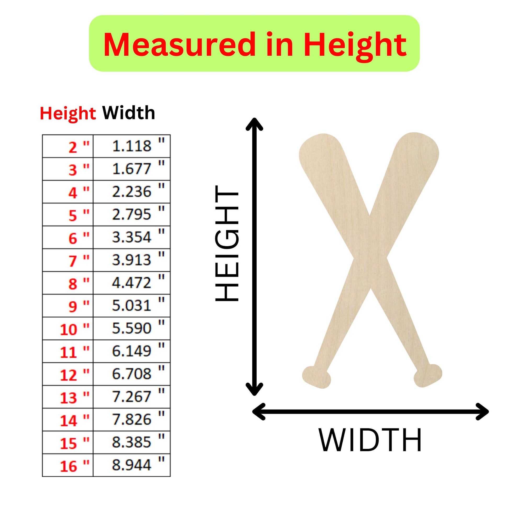 measurements of a pair of wooden baseball bats