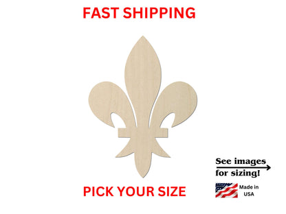 Unfinished Wooden Fleur De Lis Shape | Football France | Craft Supplies | Laser Cut | Bulk Wholesale