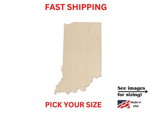 a wooden state shape with the text fast shipping pick your size