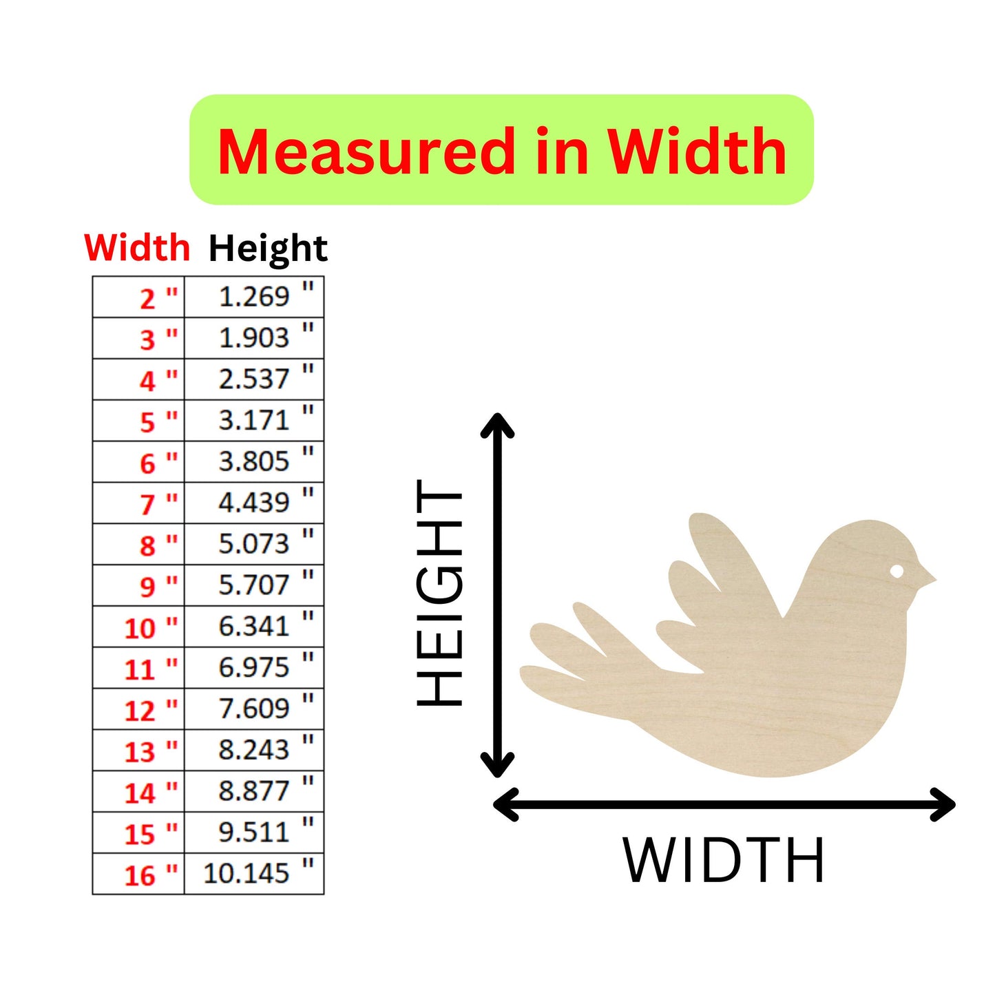 a picture of a bird with a height chart