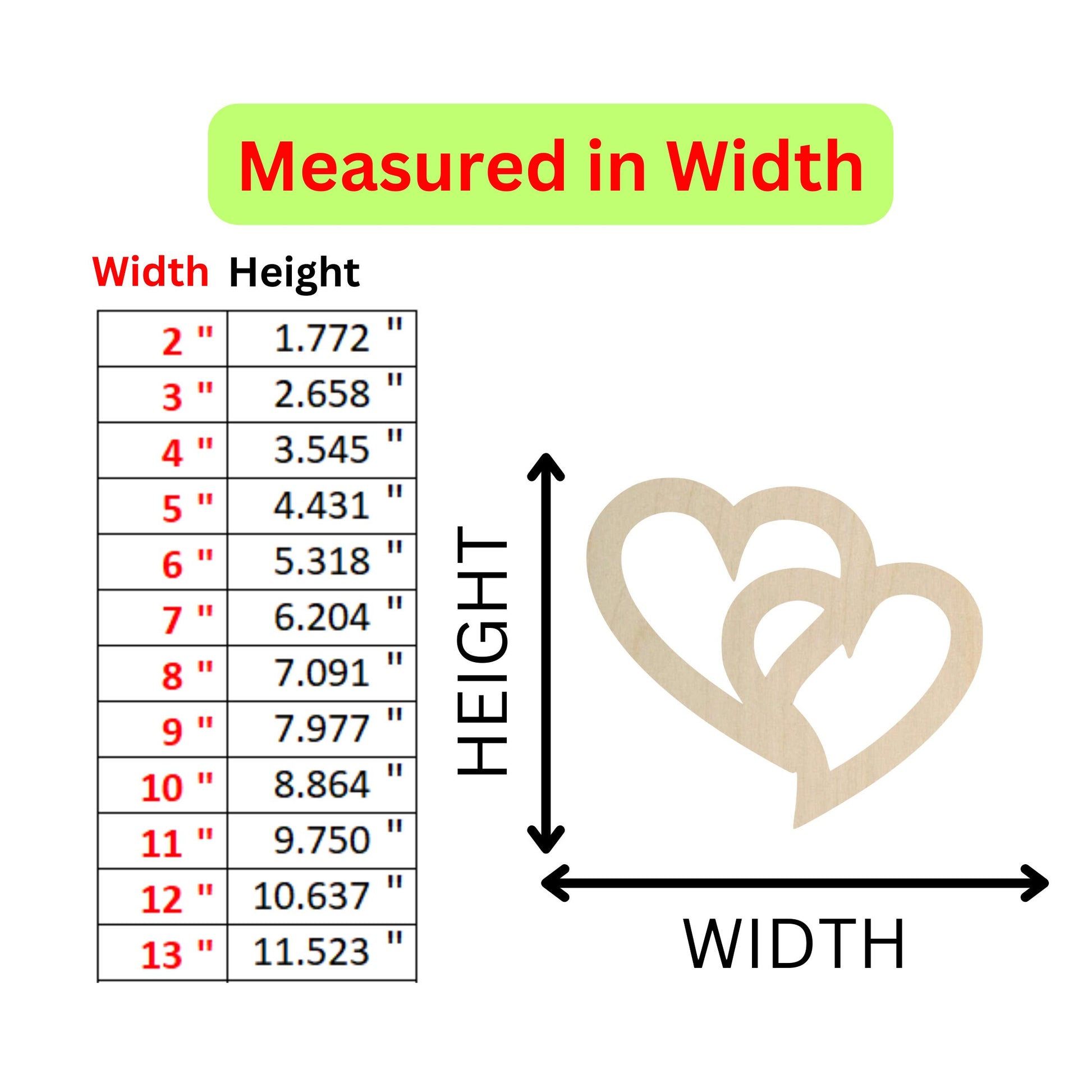 the height of a heart with measurements