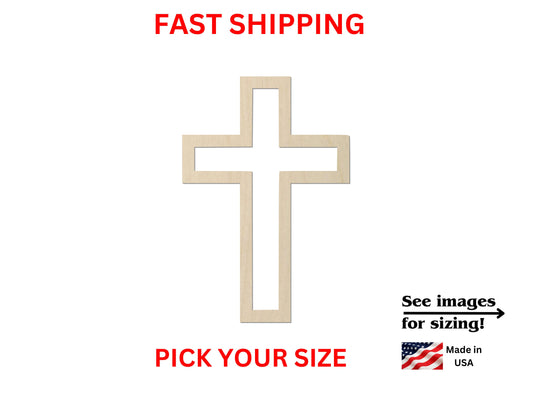 a wooden cross with the words fast shipping on it