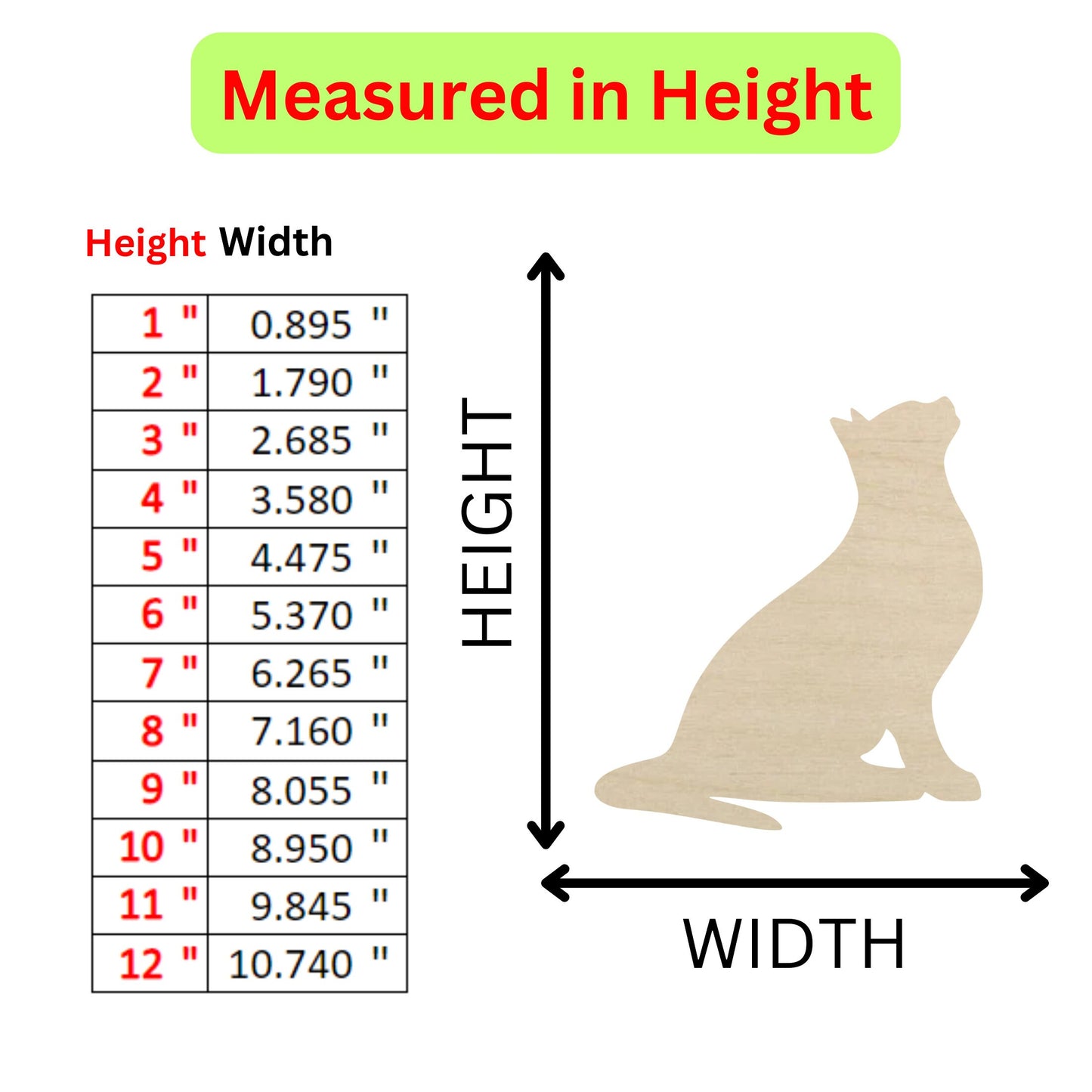 the height of a cat is shown with measurements