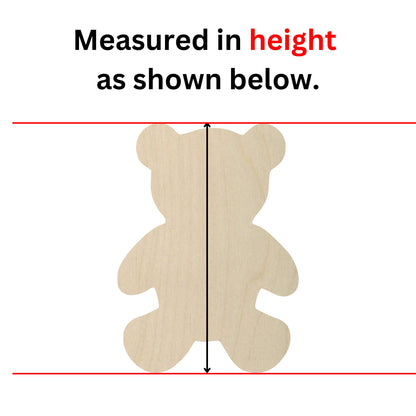 a picture of a wooden teddy bear with measurements