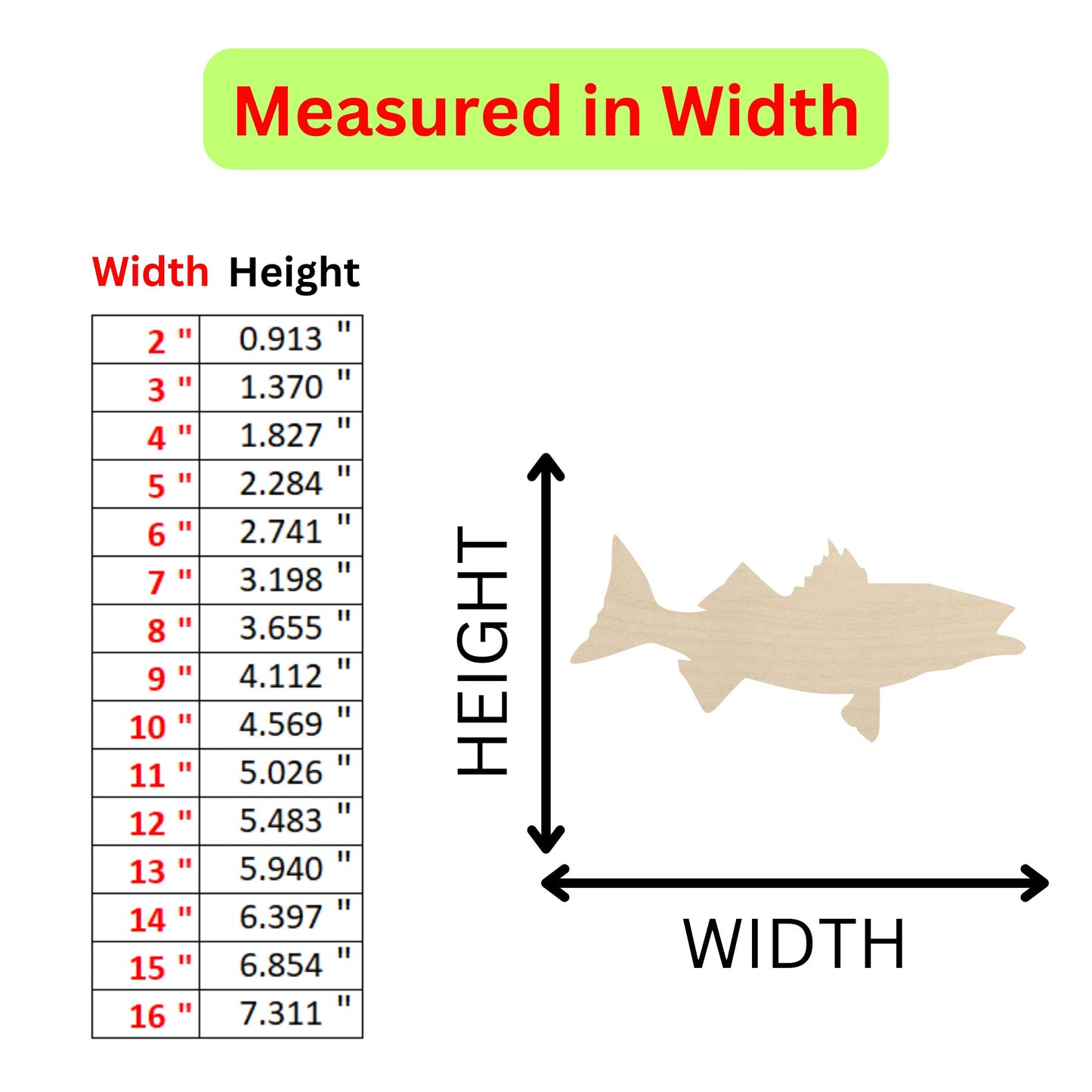 a fish is shown with a height chart