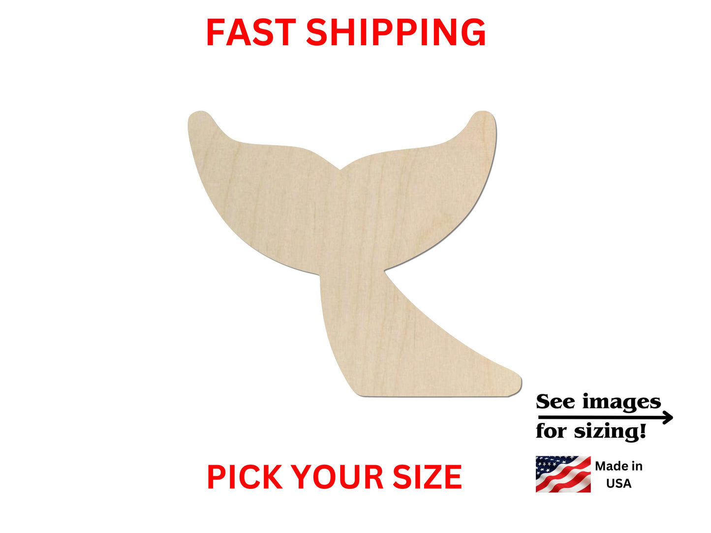 a wooden cutout of a whale tail