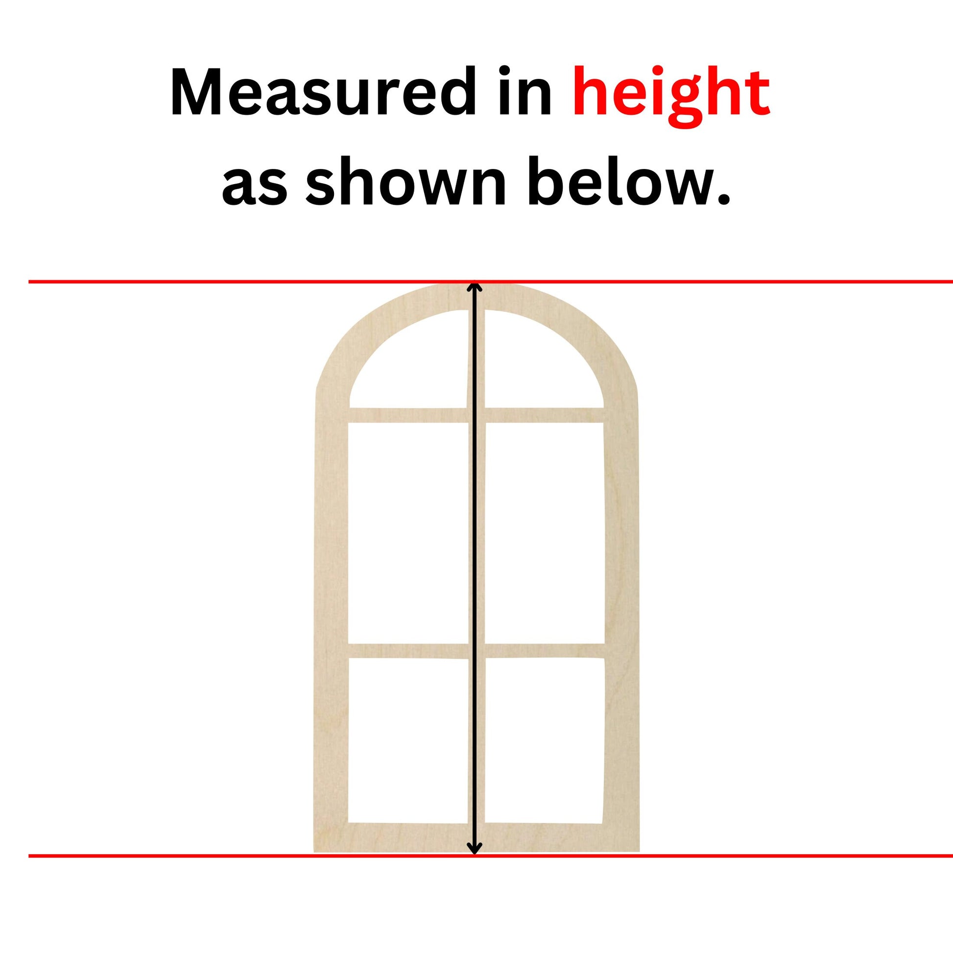 a picture of a window with a measure in height as shown below