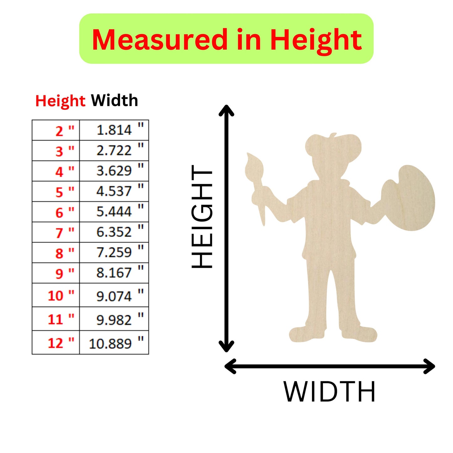 a height chart for a wooden cutout of a teddy bear