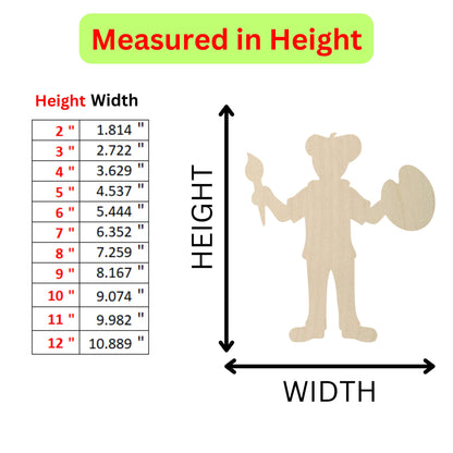 a height chart for a wooden cutout of a teddy bear