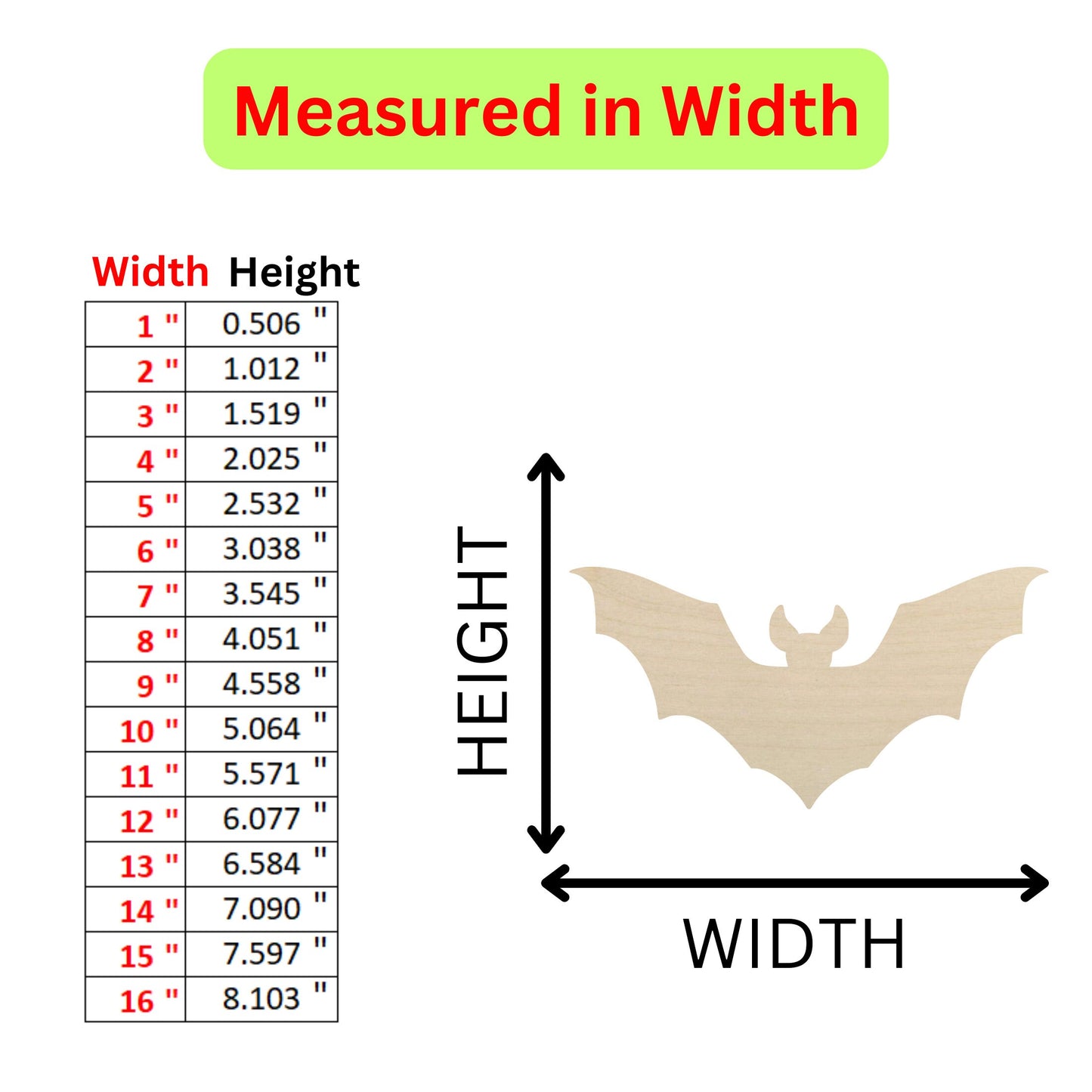 a height chart for a bat with measurements