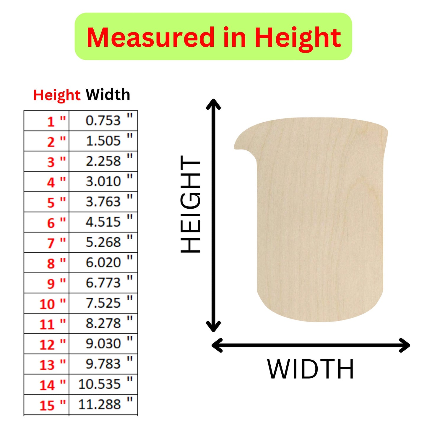 the height of a wooden vase with measurements