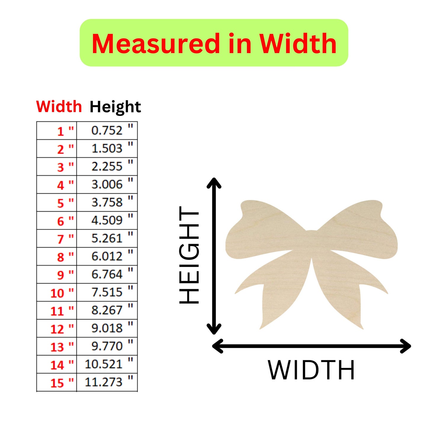 the height of a wooden bow with measurements