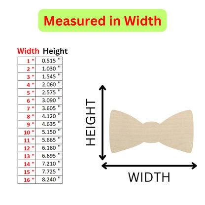 the measurements of a wooden bow tie