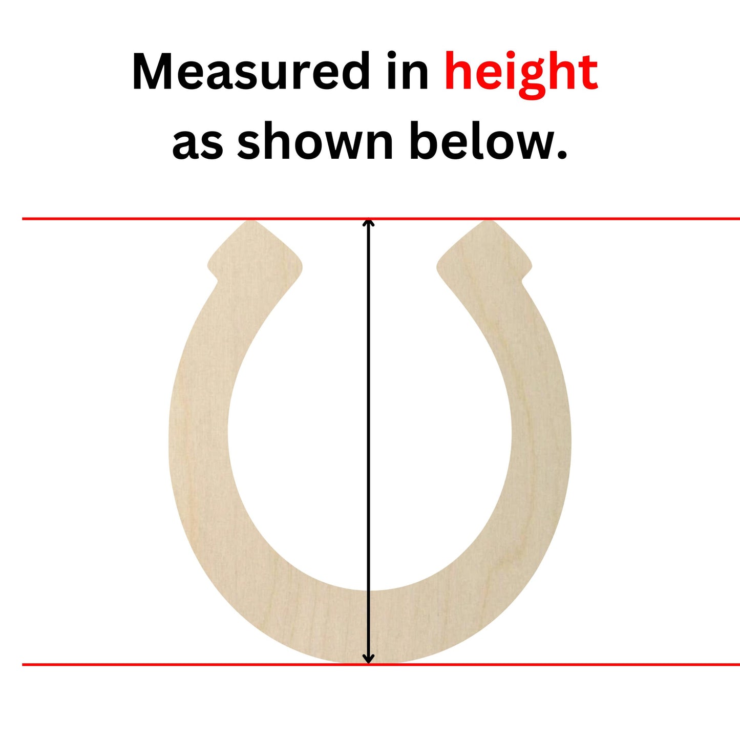 the measurements of a wooden horseshoe