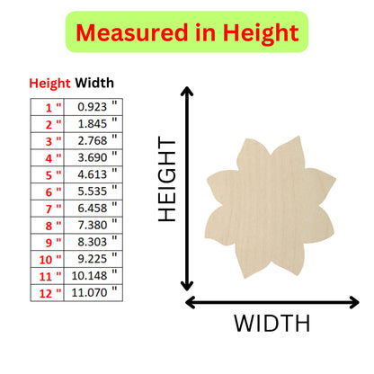 the height of a wooden flower with measurements