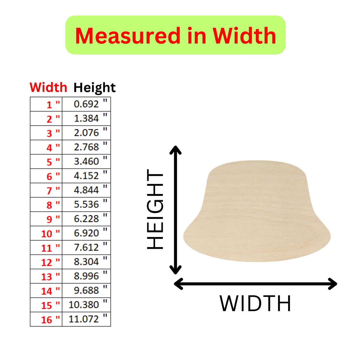 the height of a wooden hat with measurements