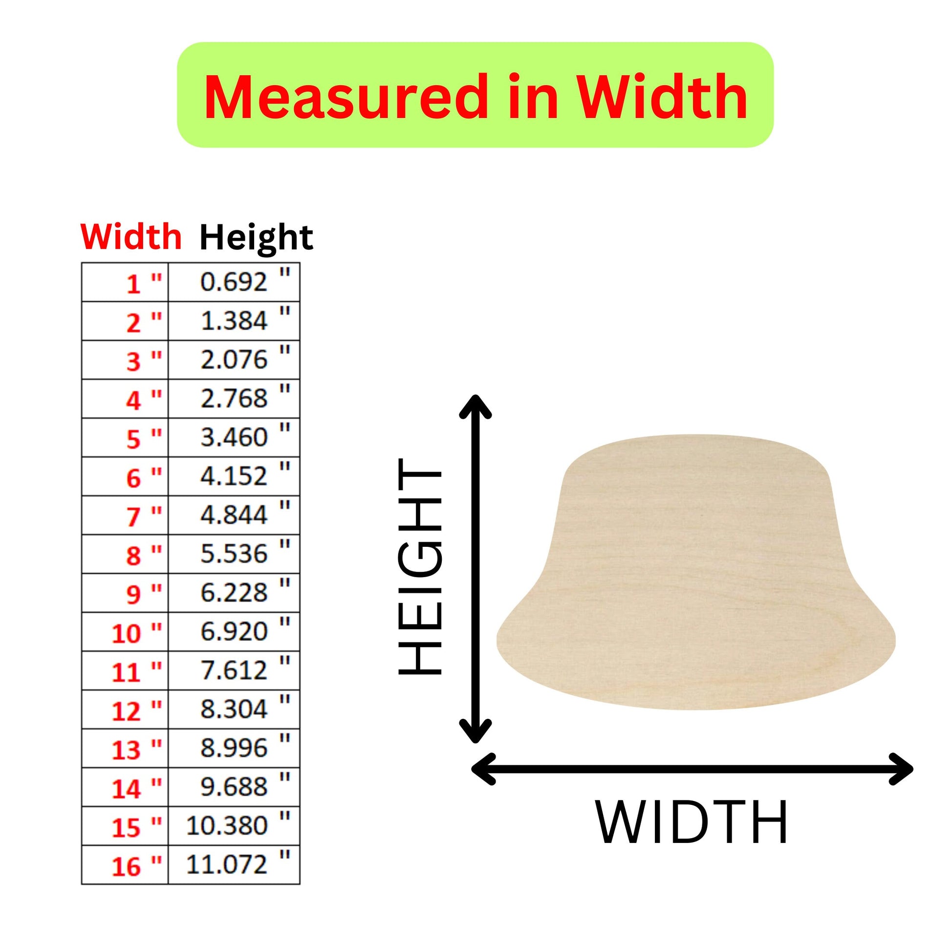 the height of a wooden hat with measurements