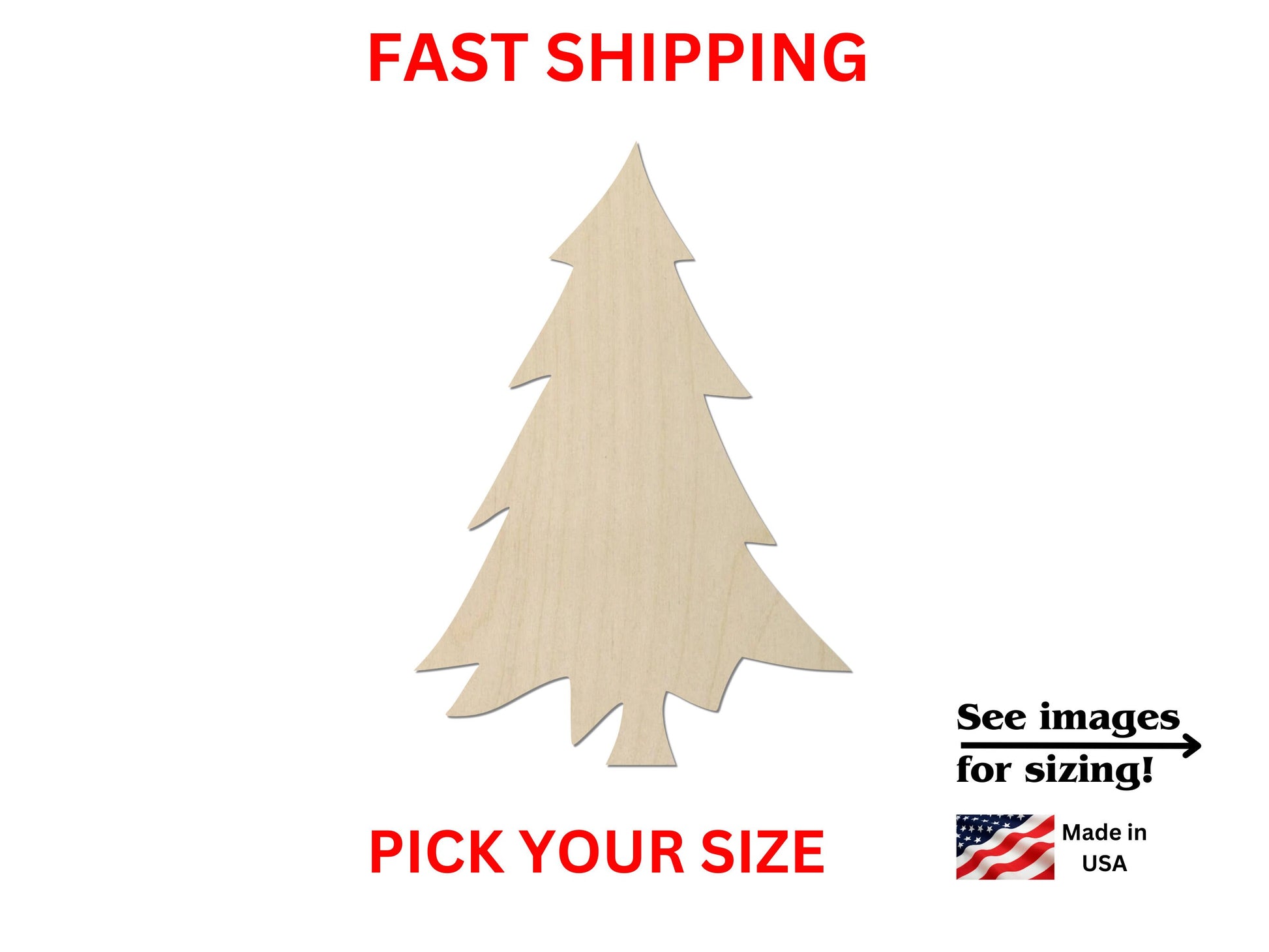 a wooden cutout of a christmas tree