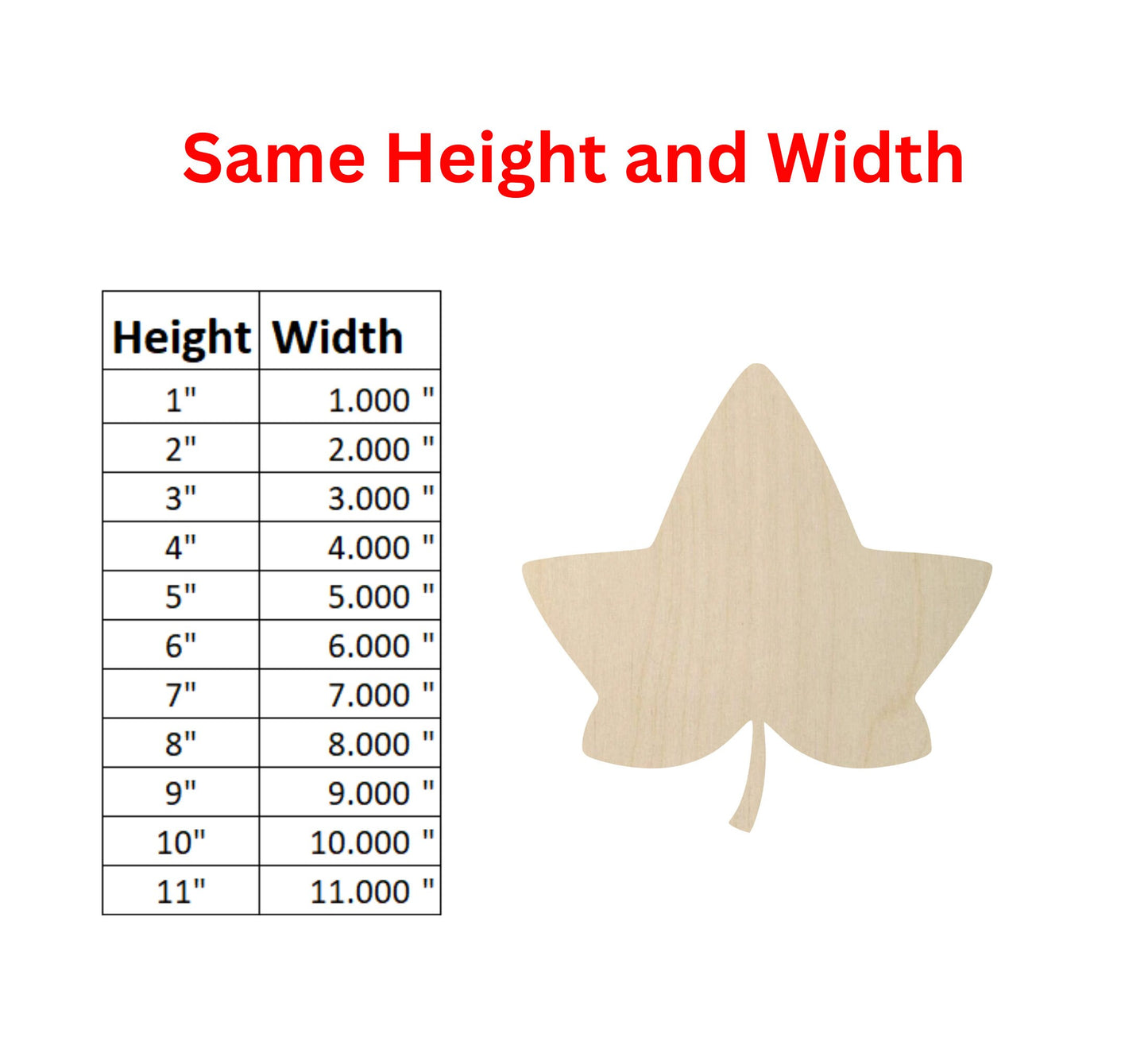 some height and width of a wooden leaf