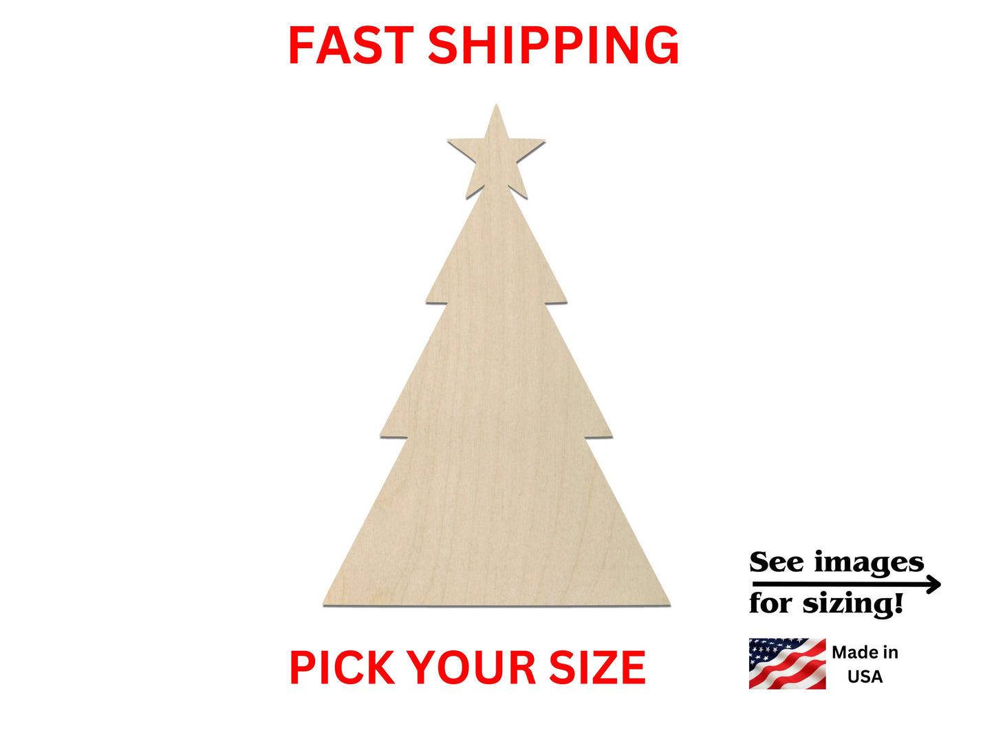 a wooden christmas tree with a star on top