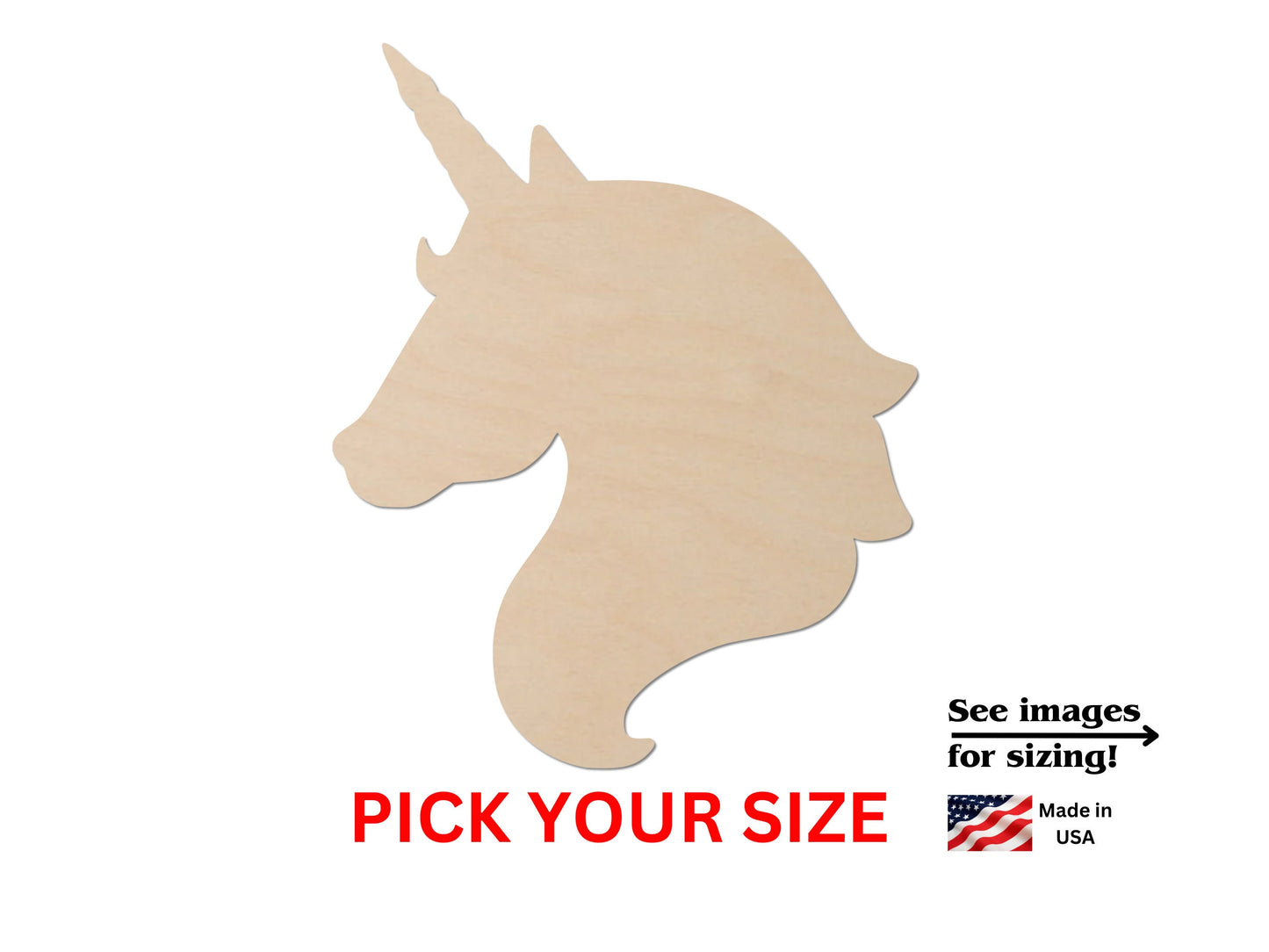 a wooden cutout of a unicorn&#39;s head