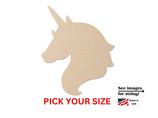 a wooden cutout of a unicorn&#39;s head