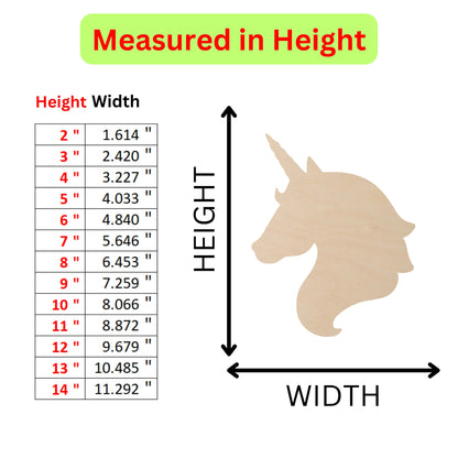 the height of a wooden unicorn head