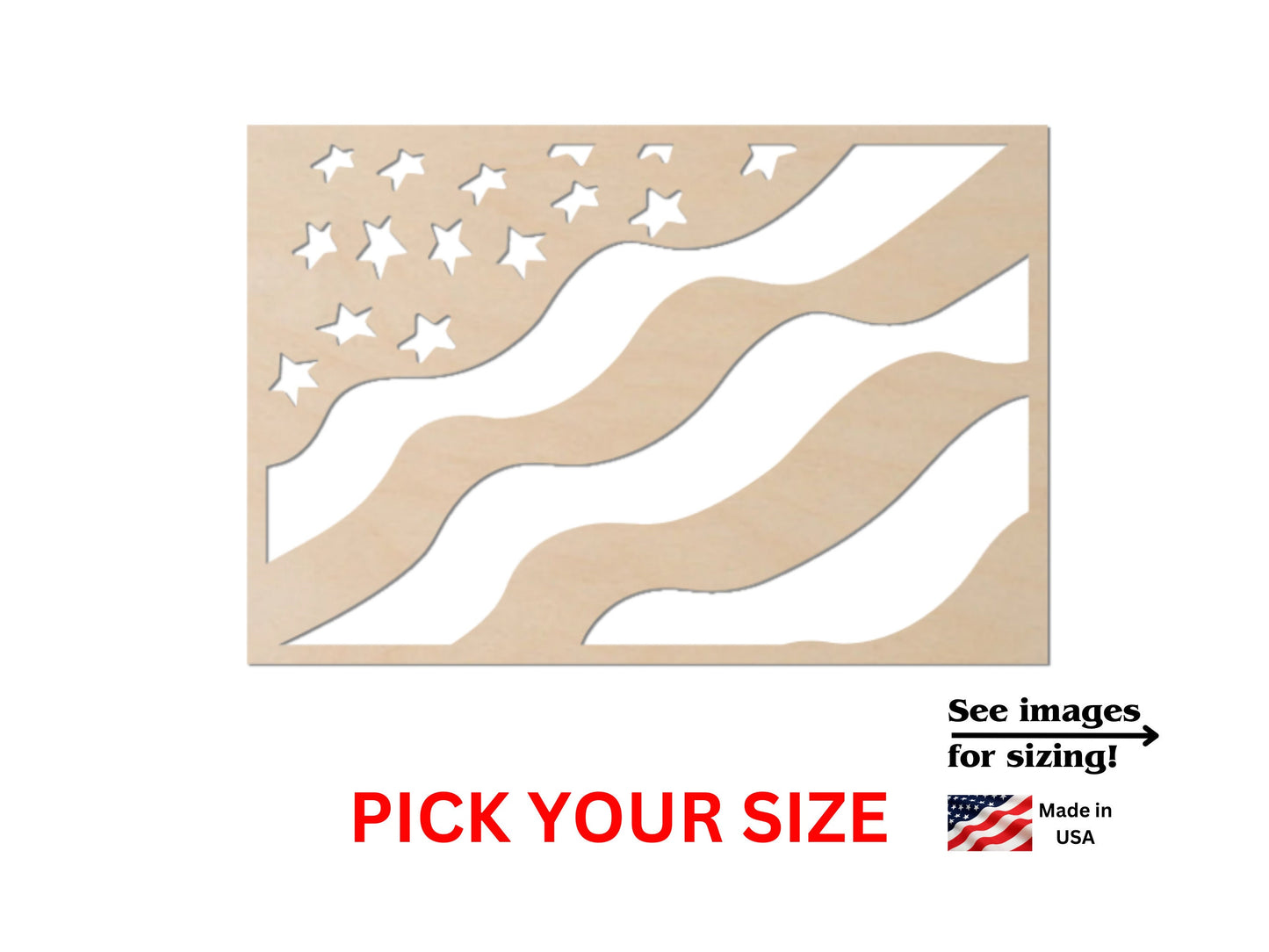 a wooden cutout of an american flag