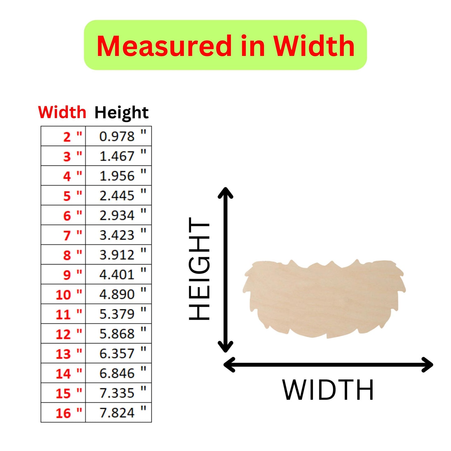 the height of a wig is measured in width