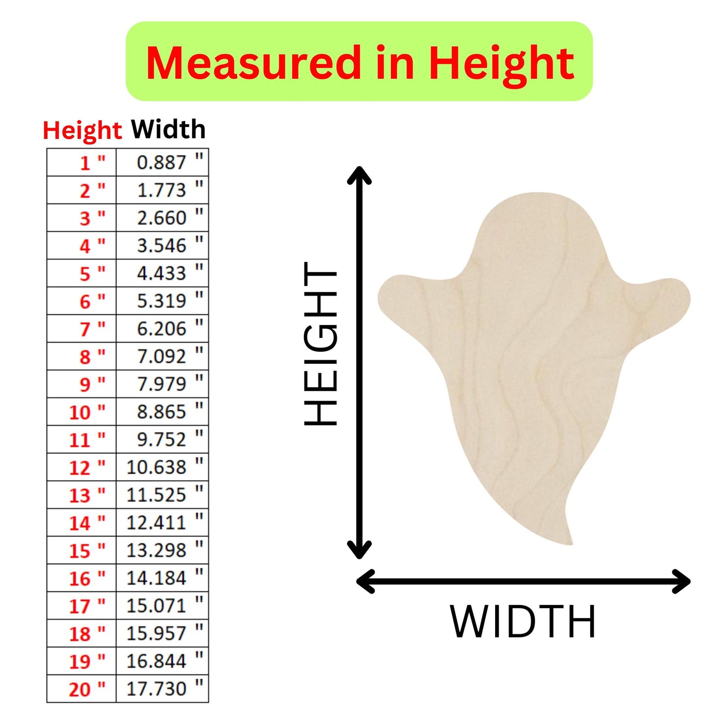 the height of a wooden head with measurements