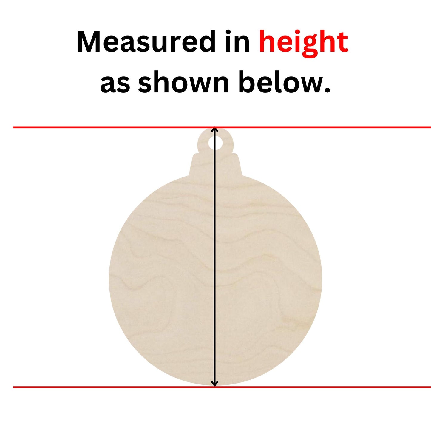 a wooden ornament with a measuring line in front of it