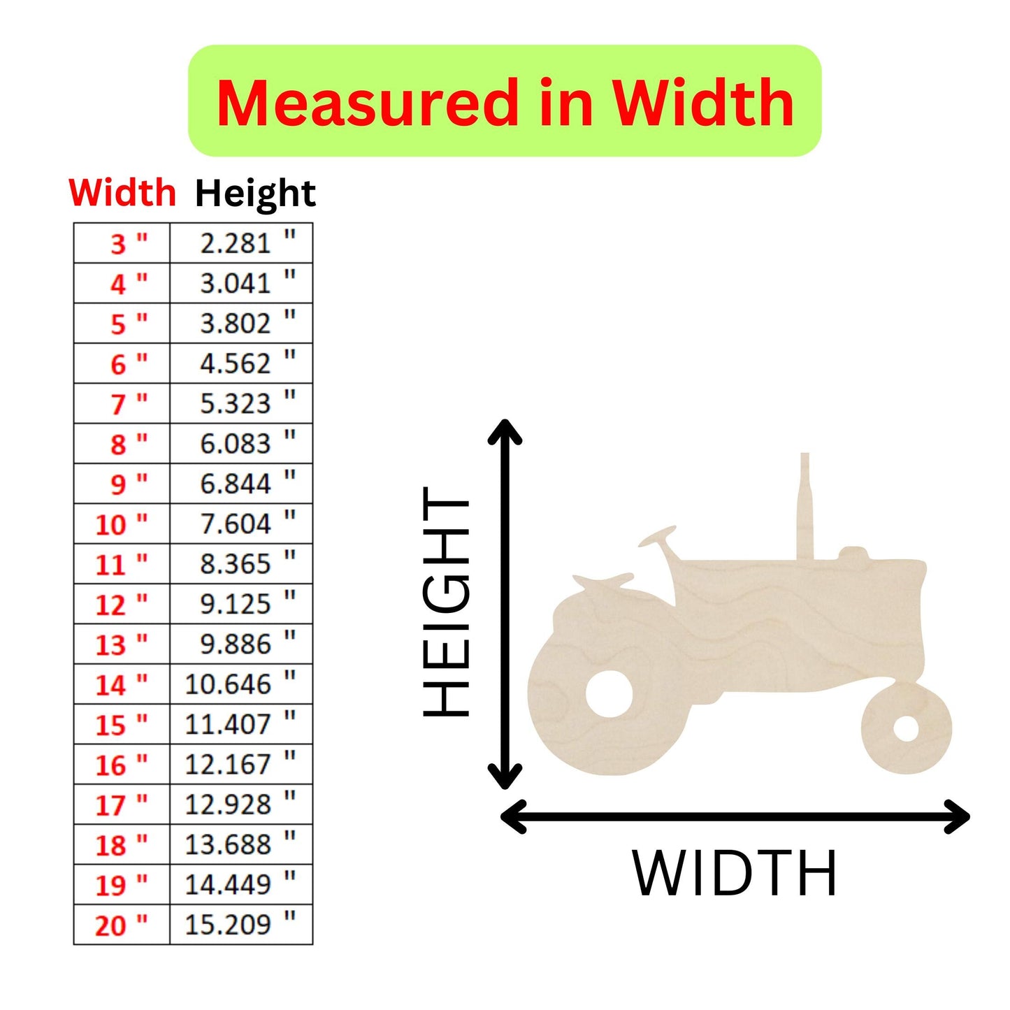 a diagram showing the height of a tractor