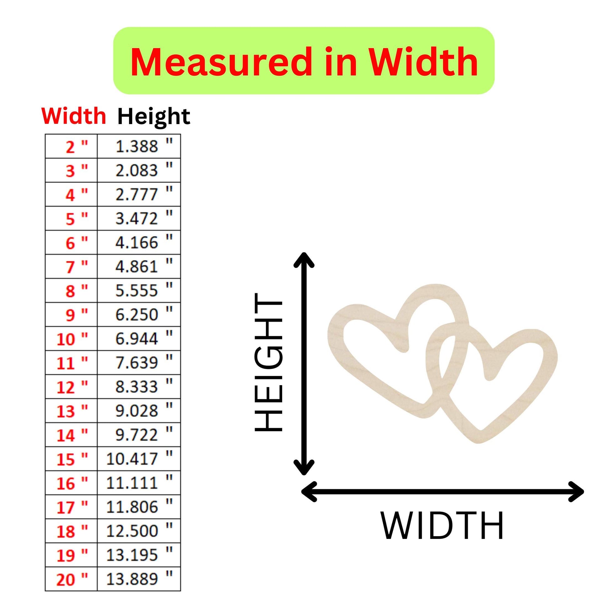 the height of a heart with measurements