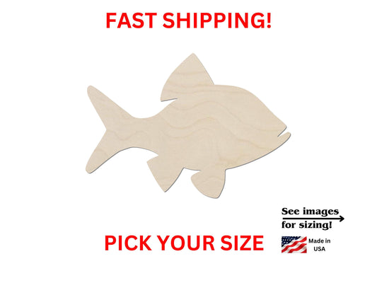 a wooden cutout of a fish with the words fast shipping