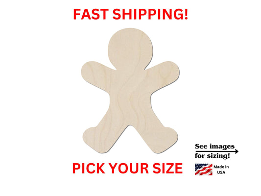 a wooden cutout of a man with the words fast shipping