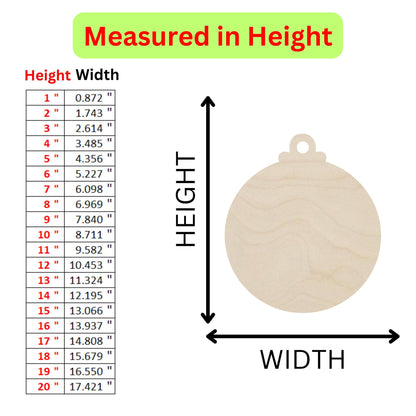 measurements of a wooden round ornament