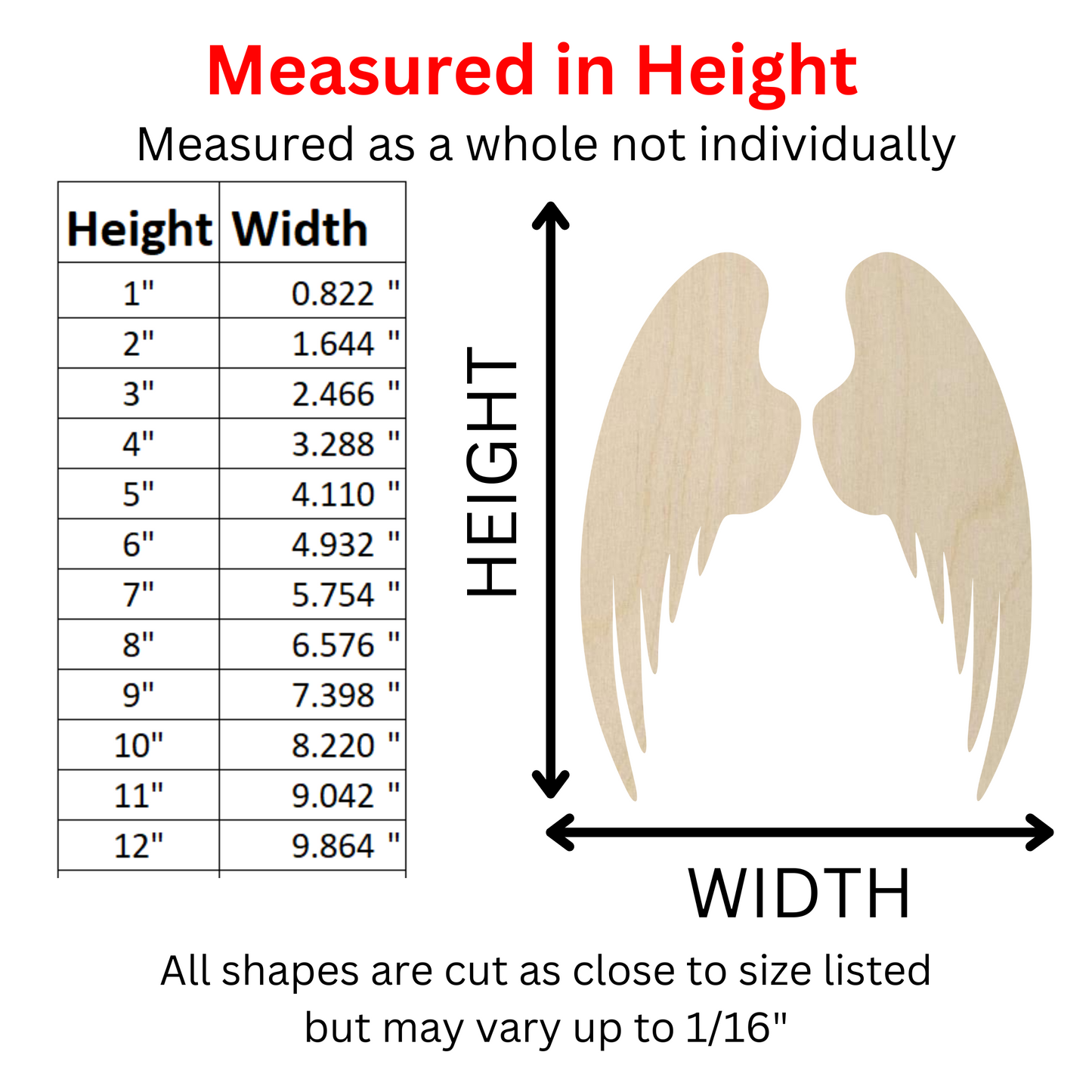 Wooden Angel Wings Shape Cutout