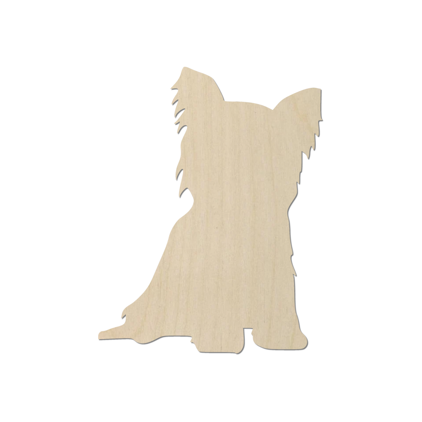 a wooden cutout of a dog on a white background