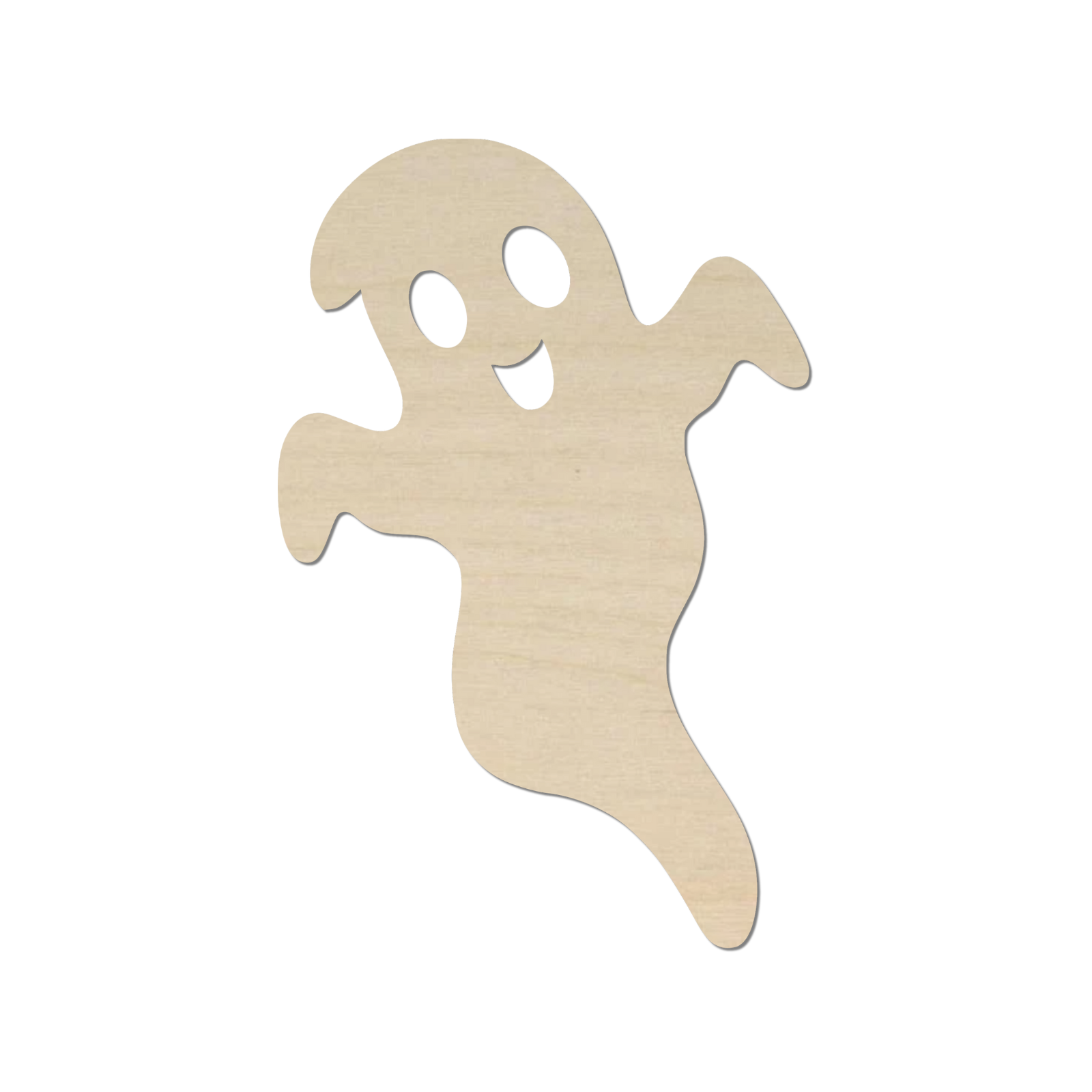 a wooden cutout of a ghost