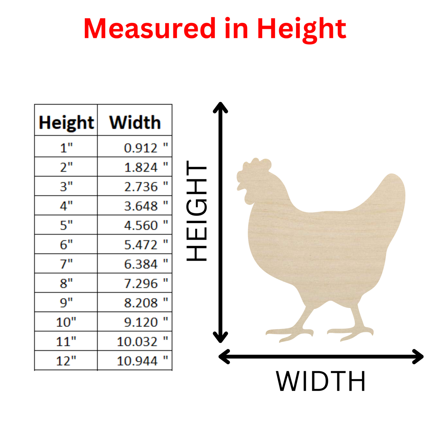 a wooden chicken height chart with measurements