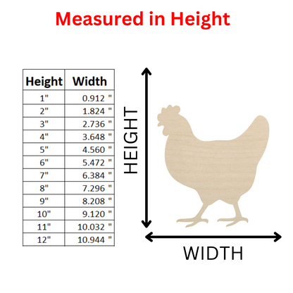 a wooden chicken height chart with measurements