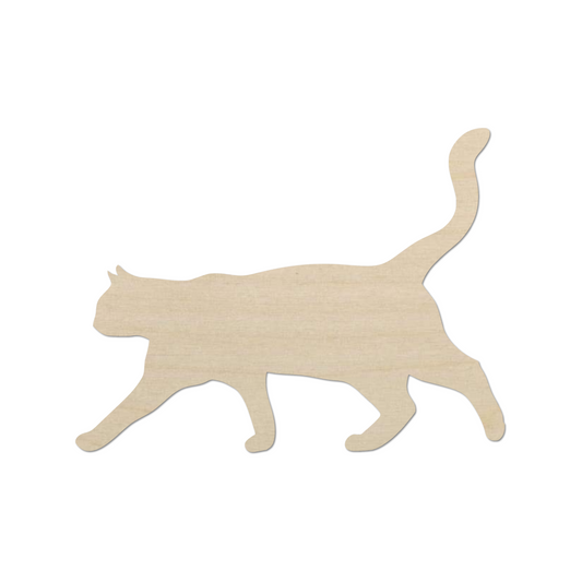 Wooden Walking Cat Shape - DIY Craft Cutout