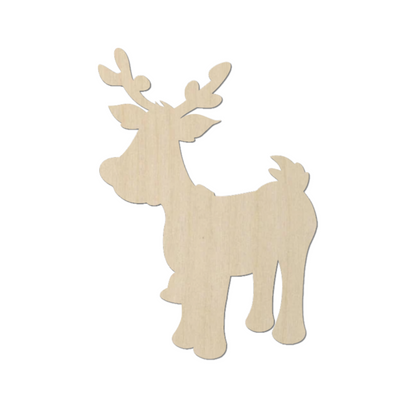 a wooden cutout of a deer with antlers