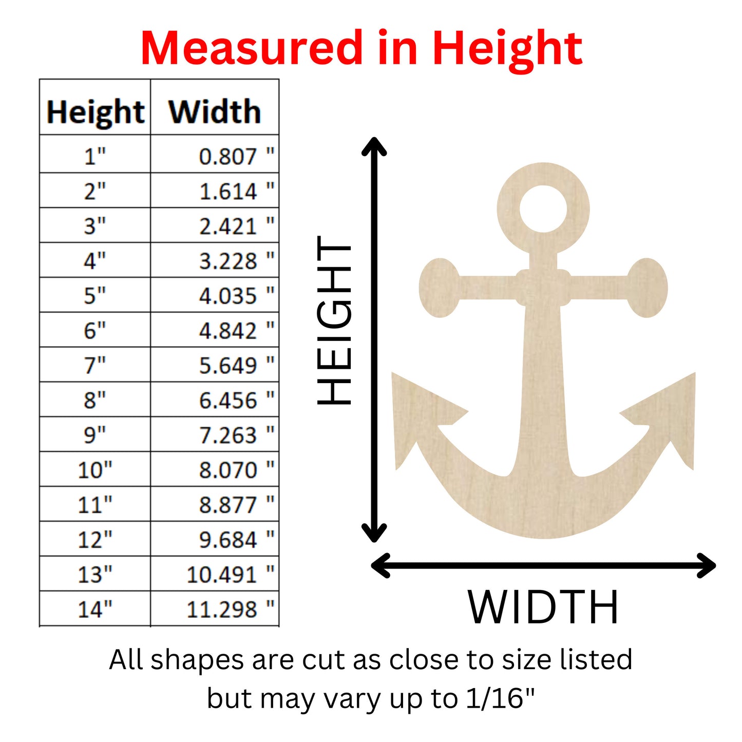 Wooden Anchor Shape Cutout