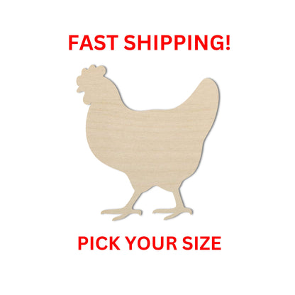 Wooden Hen Shape | Farm Hen Chicken Wood Cutout | Laser Cut | Farm Animals | DIY Crafting Supplies | Bulk Chicken Hen