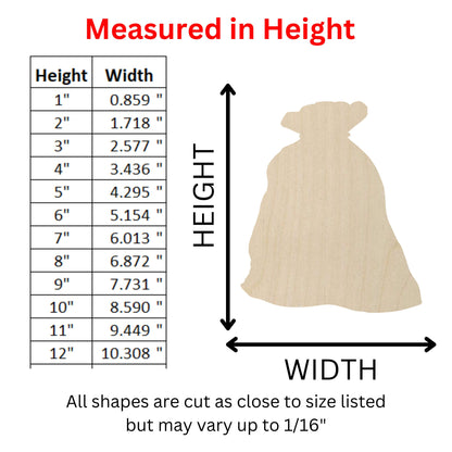 Wooden Santa Sack Shape | Wood Cutout Shape | Laser Cut Blanks | | DIY Craft Blanks