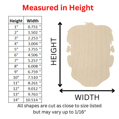 Wooden Frankenstein Head Shape | Halloween Cutout | DIY Craft | Crafting Supplies | Bulk Wholesale