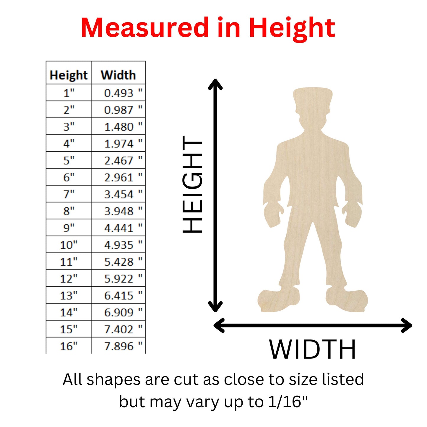 Wooden Frankenstein Shape | Halloween Cutout | DIY Craft | Crafting Supplies | Bulk Wholesale