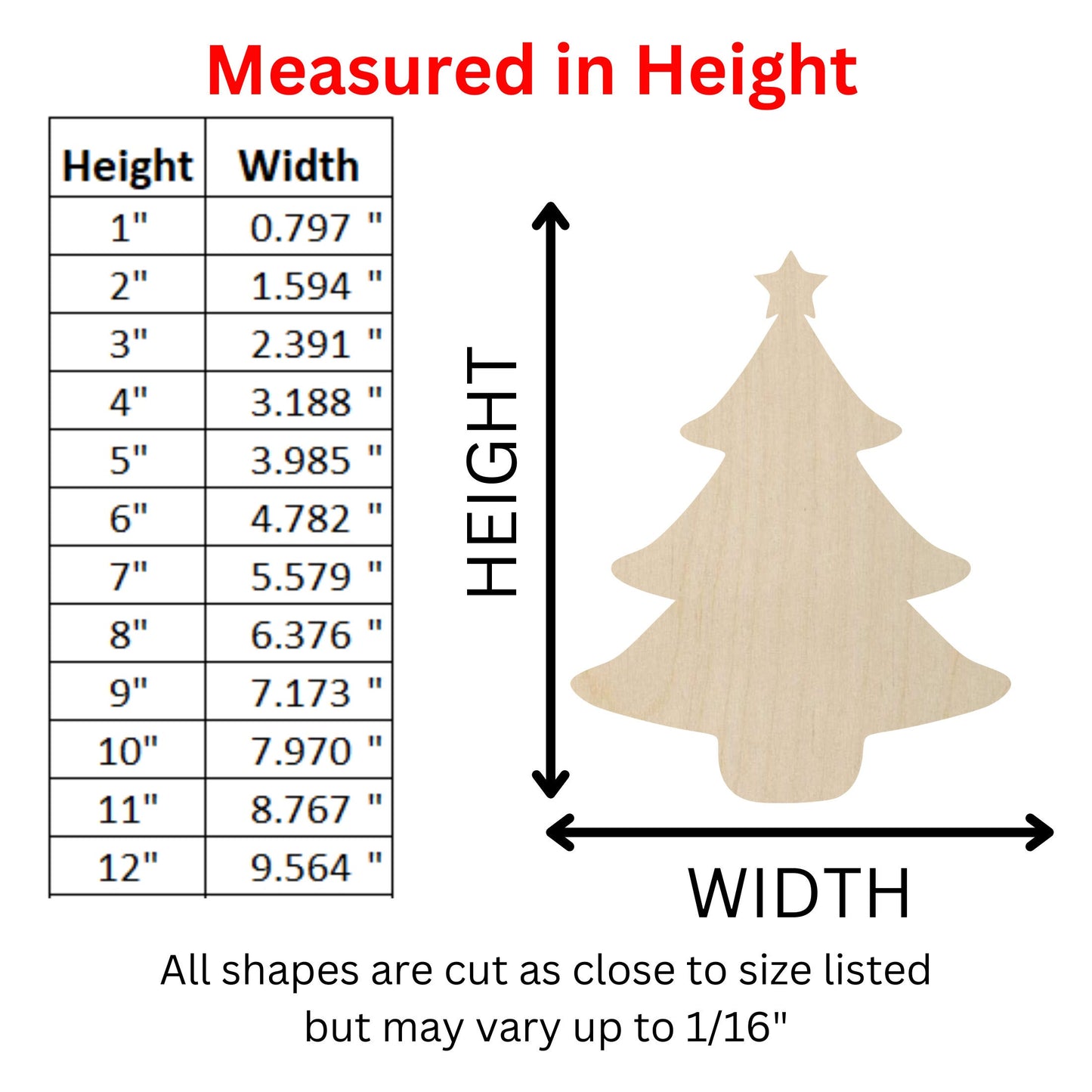 Wooden Christmas Tree Shape | Wood Christmas Tree with Star Cutout | Craft Supplies | Christmas Tree Cut out