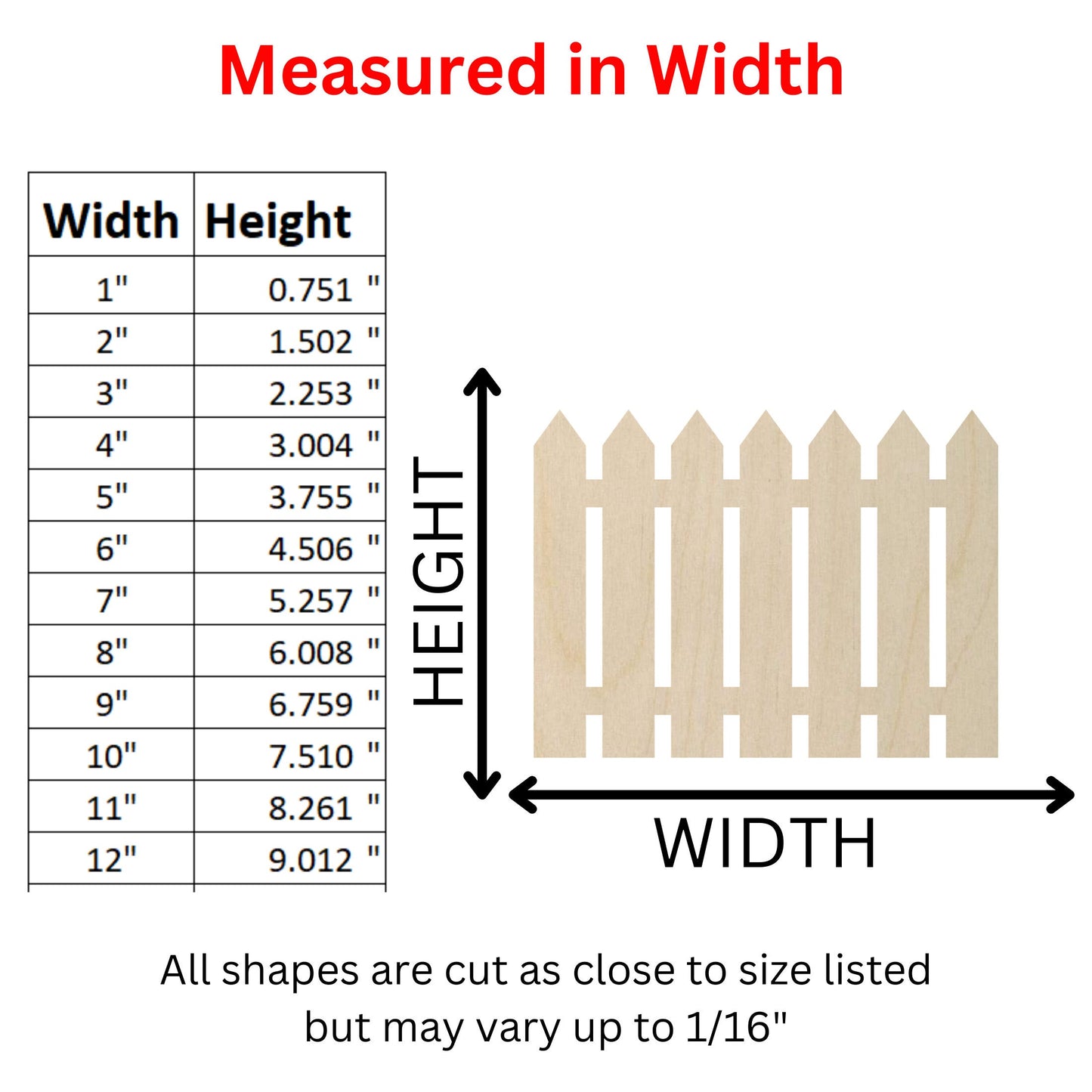 Wooden Picket Fence Shape | Fencing Blank Cutout | Craft Supplies | Bulk Wholesale